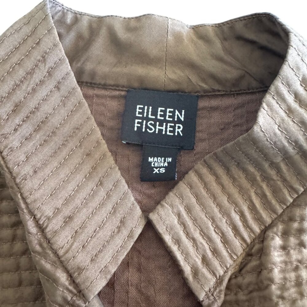 Eileen Fisher Women's 100% Silk Open Front Textured LS Blazer Top, Size XS - Picture 4 of 7